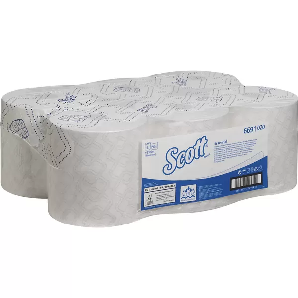 Scott Essential 6691 Dispenser Roll Paper Towel, 1-Ply, Embossed, 198 mm, White