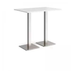 Brescia rectangular poseur table with flat square brushed steel bases
