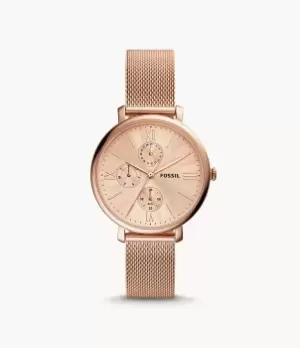 Fossil Women Jacqueline Multifunction Rose Gold-Tone Stainless Steel Mesh Watch