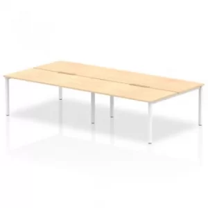 B2B White Frame Bench Desk 1600 Maple (4 Pod)