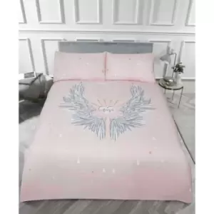 Angel Wings Glitter Stars King Duvet Quilt Cover Bedding Set Blush Pink - Rapport