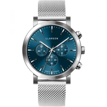 LLARSEN Blue and Silver 'Nor' Chronograph Watch - 149sds3-ms20