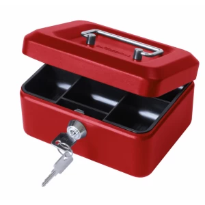 Value 15cm 6" key lock Metal Cash Box Red