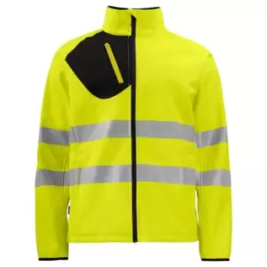 Projob Mens Hi-Vis Soft Shell Jacket (3XL) (Yellow/Black)