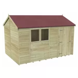 12' x 8' Forest Premium Tongue & Groove Pressure Treated Reverse Apex Shed (3.65m x 2.52m) - Natural Timber