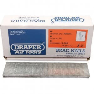 Draper 18 Gauge Brad Nails 30mm Pack of 5000