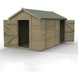 12' x 8' Forest Timberdale 25yr Guarantee Tongue & Groove Pressure Treated Windowless Combination Apex Shed (3.65m x 2.52m) - Natural Timber