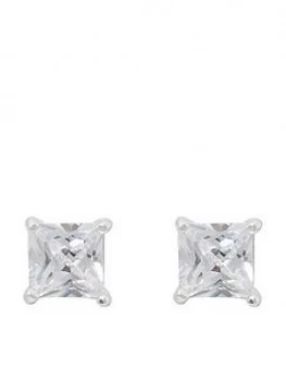 Accessorize Princess Cut Cz Solitaire Earrings - Crystal