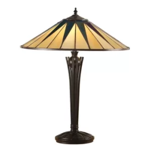 Dark 2 Light Large Table Lamp Black, Tiffany Style Glass, E27