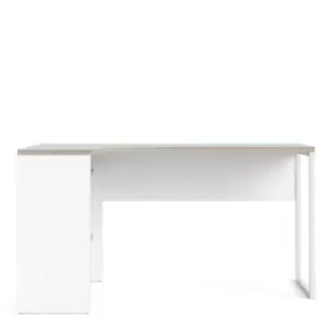 Function Plus Corner Desk with 2 Drawers, White/Oak