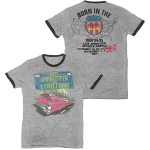 Bruce Springsteen - Pink Cadillac Mens Medium T-Shirt - Heather Grey