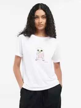 Barbour Addison T-Shirt - White, Size 14, Women