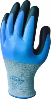 Showa Blue Nitrile Coated Polyester, Stainless Steel Work Gloves, Size 9, Large, 2 Gloves
