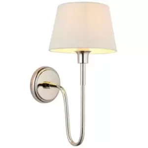 Rouen & Cici Wall Lamp with Shade Bright Nickel Plate & Ivory Linen Mix Fabric - Endon