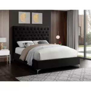 Charlston Upholstered Beds - Plush Velvet, Small Double Size Frame, Black - Black