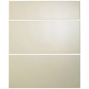 Cooke Lewis Raffello High Gloss Cream Drawer front W600mm Set of 3