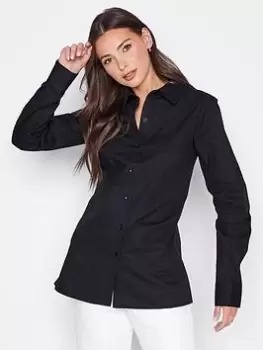 Long Tall Sally Black Fitted Shirt, Black, Size 16, Women