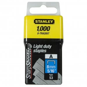 Stanley 8mm Light Duty a Type Staples box 1000