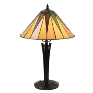 Dark 1 Light Small Table Lamp Black, Tiffany Style Glass, E14