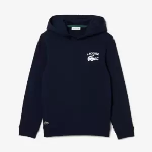 Boys' Lacoste Printed Hooded Sweatshirt Size 12 yrs Navy Blue