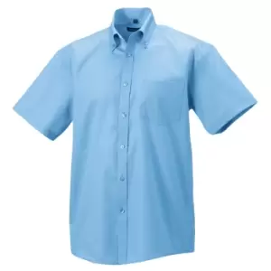 Russell Collection Mens Short Sleeve Ultimate Non-Iron Shirt (15inch) (Bright Sky)