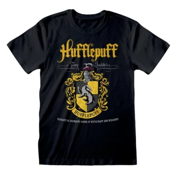 Harry Potter - Hufflepuff Crest Unisex Large T-Shirt - Black