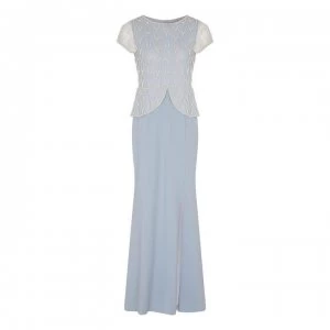 Adrianna Papell Bead Crepe Gown - Blue HEATHER