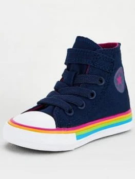 Converse Chuck Taylor All Star Hi 1V Infant Trainers - Navy/White, Size 8
