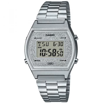 Casio Retro Silver Glitter Digital Dial Stainless Steel Bracelet Watch