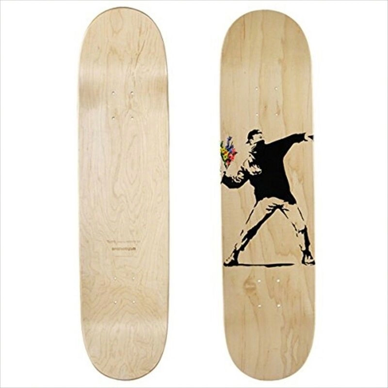 Banksy Flower Bomber Skateboard Wood - wilko