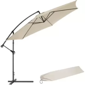 Cantilever garden parasol umbrella 350cm - garden parasol, overhanging parasol, banana parasol - beige - beige