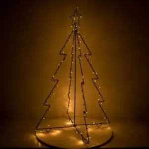 Minisun - Standing Black Wire Christmas Tree Light 130 Warm White Lights 1.2M Xmas Decor Indoor Outdoor Use