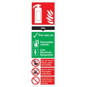 Carbon Dioxide Fire Extinguisher Vinyl Sign - 100 X 300MM