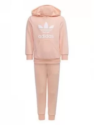 Boys, adidas Originals Kids Unisex Hoody Set, Pink/White, Size 6-7 Years