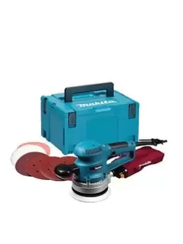 Makita 150Mm Random Orbit Sander With Variable Speed, 52 Piece Assorted Sanding Discs And Pads & Makpac Carry Case
