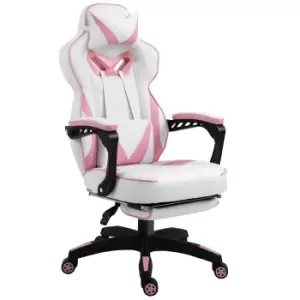 Vinsetto Gaming Chair Ergonomic Reclining Manual Footrest With 5 Wheels - Pink