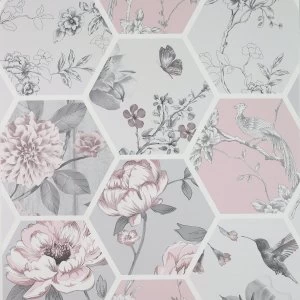 Arthouse Chinoise Decoupage Pink Wallpaper