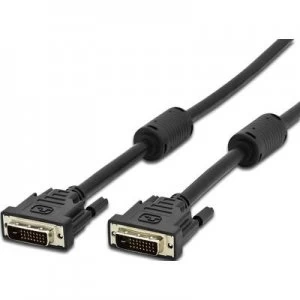 Digitus DVI Cable 3m screwable, incl. ferrite core Black [1x DVI plug 25-pin - 1x DVI plug 25-pin]