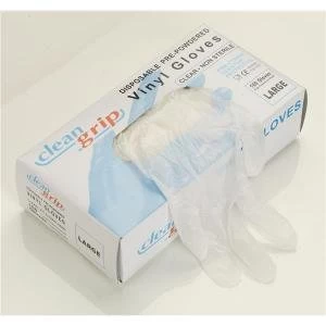 Disposable Gloves Vinyl Pre Powdered Small Clear 1 x Pack of 100