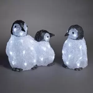 Konstsmide 6270-203 Acrylic figurine EEC: F (A - G) Penguin 3 Piece set Cool white LED (monochrome) White