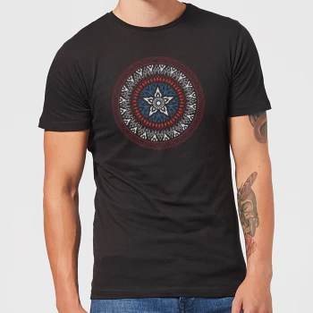 Marvel Captain America Oriental Shield Mens T-Shirt - Black - 4XL - Black