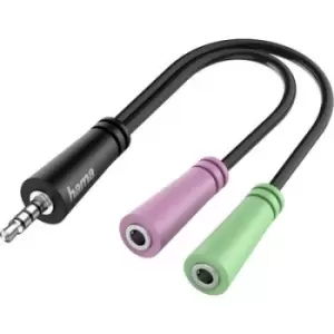 Hama 00200352 Jack Audio/phono Cable [1x Jack plug 3.5mm - 2x Jack socket 3.5 mm] 0.15 m Black