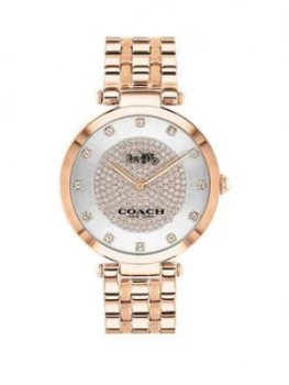 Coach Coach Park Rose Gold Plated Stainless Steel Swarovski Crystal Dial Watch