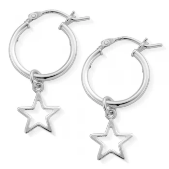 ChloBo Womens Open Star Hoop Earrings Sterling Silver Jewellery