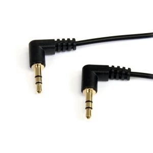 1 ft Slim 3.5mm Right Angle Stereo Audio Cable Male to Male