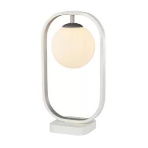 Avola Globe Table Lamp White with Silver, 1 Light, G9