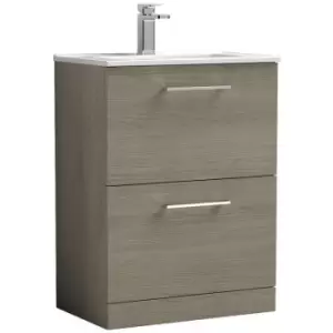 Arno Solace Oak 600mm 2 Drawer Vanity Unit with 18mm Profile Basin - ARN2533B - Solace Oak - Nuie