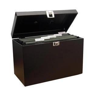 A4 File Box Steel with 5 Suspension Files and 2 Keys Black