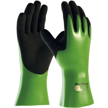 56-635 Maxichem Black/Green Nitrile Gloves - Size 7 - ATG