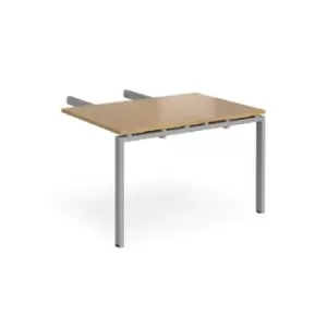 Adapt add on unit double return desk 800mm x 1200mm - silver frame and oak top